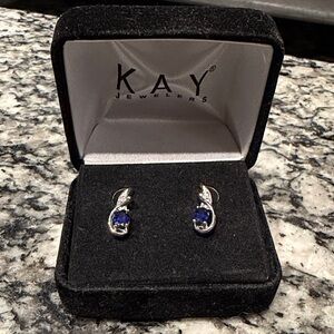 Kay Jewelers Silver Earrings with Blue Stones